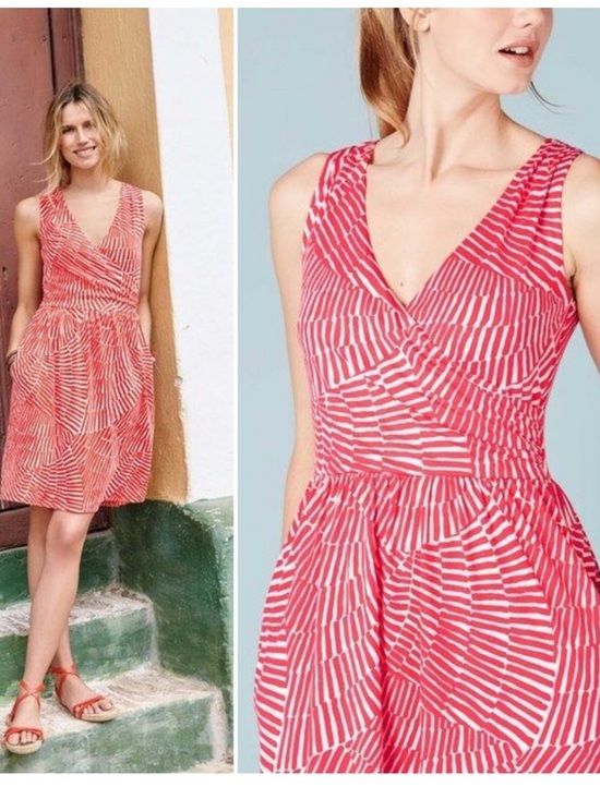 Boden Dresses & Skirts - Boden Red and White Sleeveless V-Neck Midi Dress